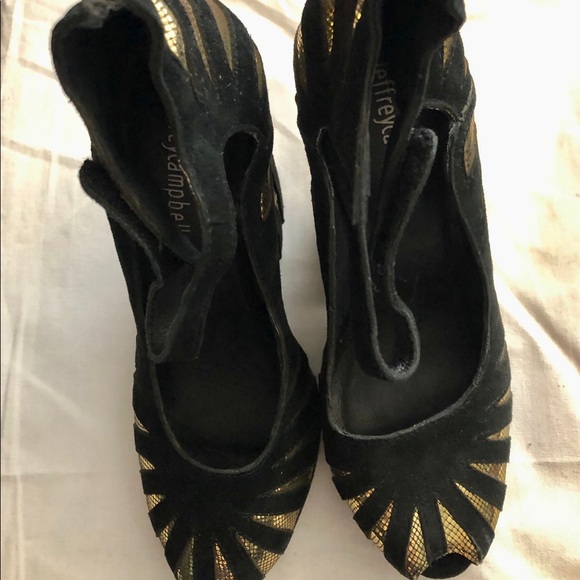 Jeffrey Campbell gold black striped Hecate heels - Picture 4 of 5